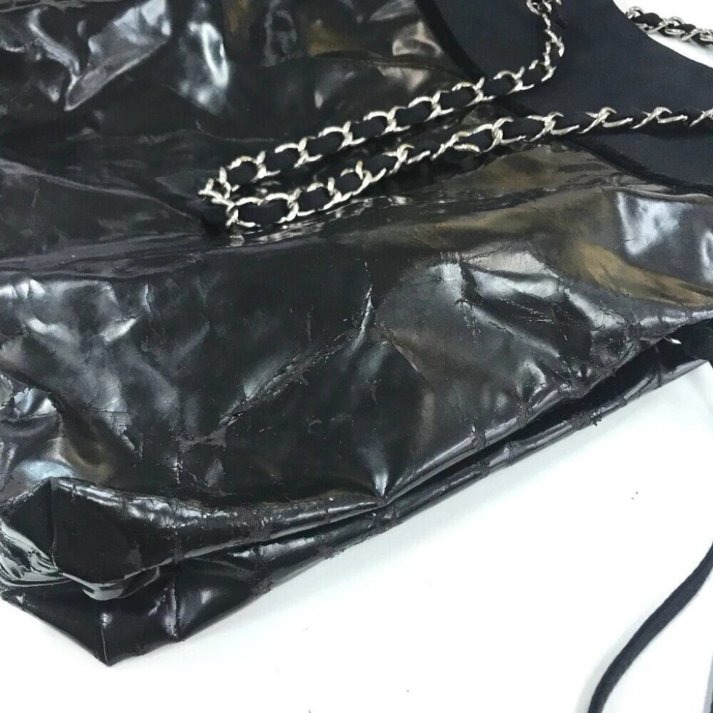 CHANEL Shoulder Tote Bag Chain Shoulder Bag Tote Bag enamel Black/SilverHardware - Picture 11 of 15